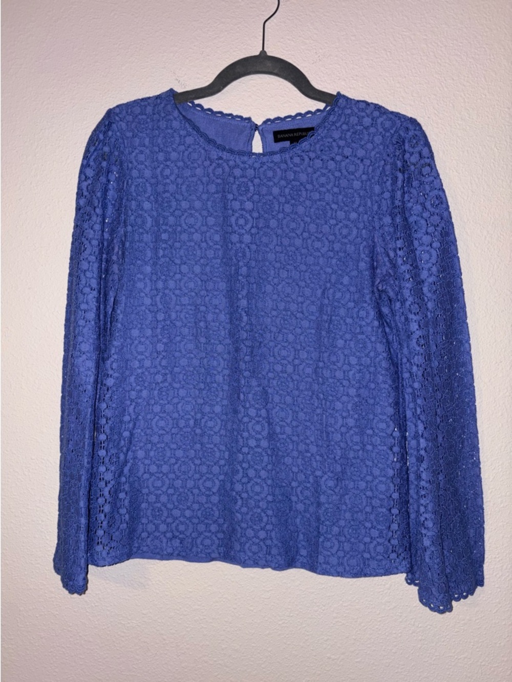 Banana Republic Cornflower Blue Lace Long-Sleeve Top - Picture 2 of 6